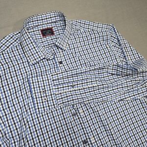 Blue‎ White Gingham UNTUCKit Long Sleeve Button Down Shirt Mens Large Slim Fit